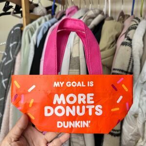 Dunkin Doughnuts Mini Tote Bag “ My goal‎ is more doughnuts” Orange Pink